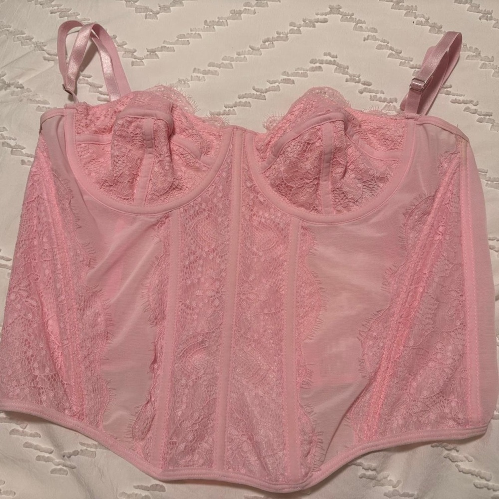 SHEIN Pink Lace Corset Top